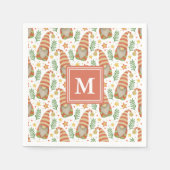 Watercolor Scandinavische Kabouter Monogram Kerstm Servet (Voorkant)
