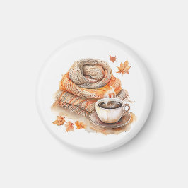 Watercolor Scarf and Coffee Mug Magneet