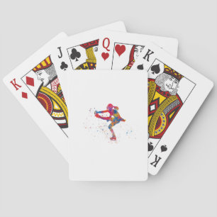 Watercolor schaatsen pokerkaarten