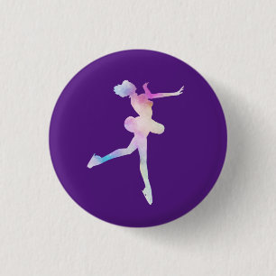 Watercolor Schaatsmeisje Ronde Button 3,2 Cm