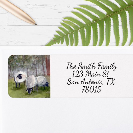 Watercolor Schapen Retouradres Etiket