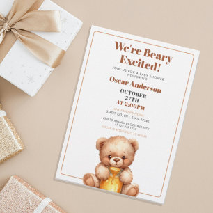 Watercolor Schattige Honing Teddybeer Baby Shower Kaart