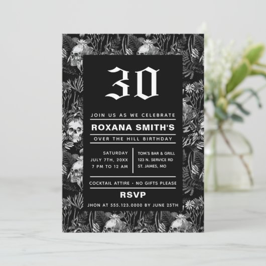 Watercolor Schedel Tuin Over De Heuvel Kaart (Staand voorkant)