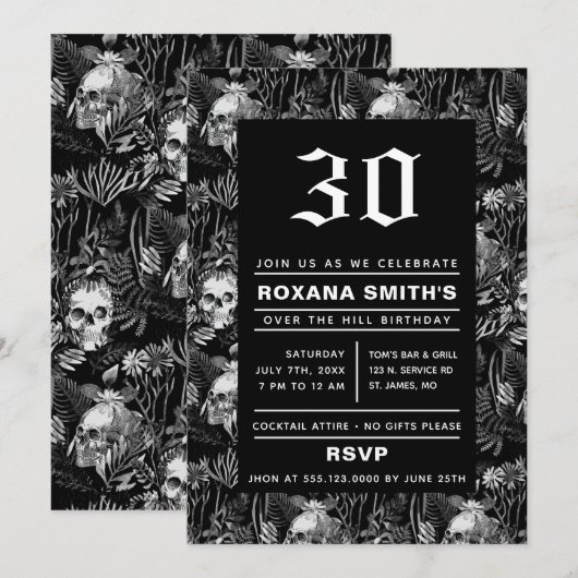 Watercolor Schedel Tuin Over De Heuvel Kaart (Voorkant / Achterkant)