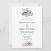 Watercolor Schelp Elegante Kustlijn Kaart (Voorkant)