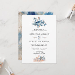 Watercolor Schelp Elegante Kustlijn Kaart
