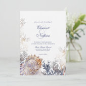 Watercolor Schelp Koraal Bruiloft Kaart (Staand voorkant)
