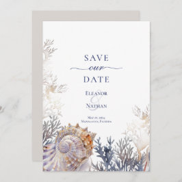 Watercolor Schelp Koraal Trouw Save the Date