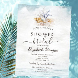 Watercolor Schelpen, Bruiloftsfeest aan Zee Kaart