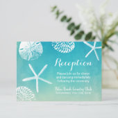 Watercolor Schelpen Strand Bruiloftsreceptie Informatiekaartje (Staand voorkant)