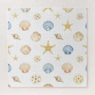 Watercolor Schelpen Zeester Kustpatroon Legpuzzel