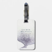 Watercolor schemer paarse monogram bagagelabel (Achterkant verticaal)