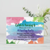 Watercolor Schilderfeest Verjaardagsuitnodiging Kaart (Staand voorkant)