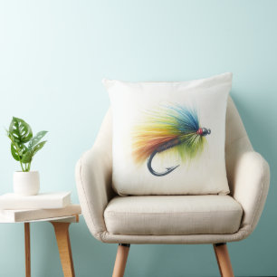 Watercolor Schilderij Forel Fly Fishing Worp Kusse Kussen