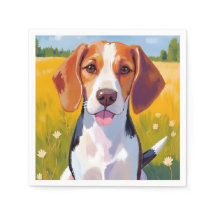 Watercolor Schilderij van Beagle Hond als Huisdier