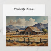 Watercolor Schilderij van Westerse Boerderij Feestdagenkaart (Voorkant / Achterkant)