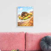 Watercolor schildpad vliegend op een magische cact canvas afdruk (Insitu (Woonkamer))