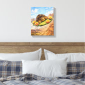 Watercolor schildpad vliegend op een magische cact canvas afdruk (Insitu (Slaapkamer))