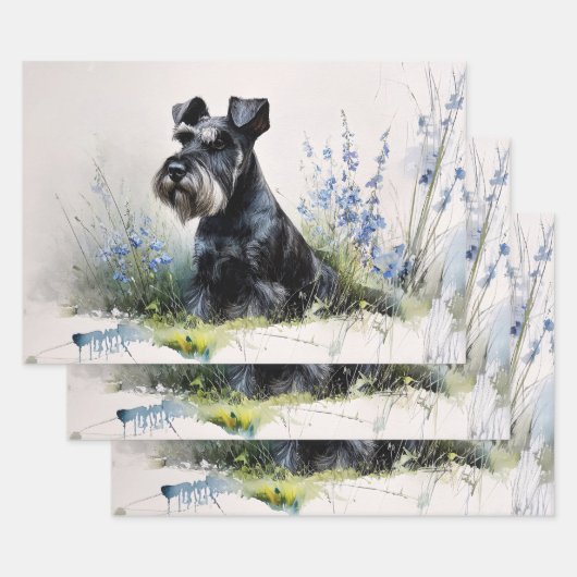 Watercolor Schnauzer Decoupage Inpakpapier Vel (Set)