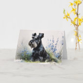 Watercolor Schnauzer Kaart (Gele Bloem)