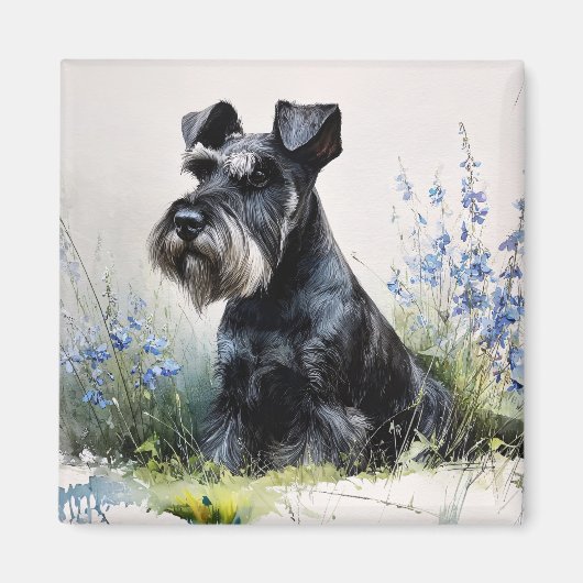 Watercolor Schnauzer Magneet (Voorkant)