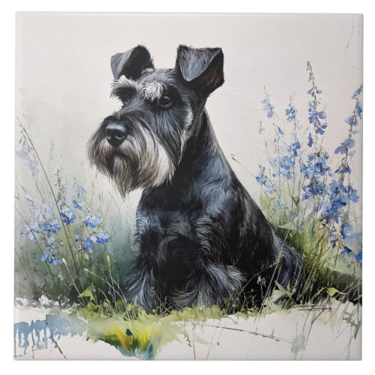 Watercolor Schnauzer Tegeltje (Voorkant)
