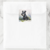Watercolor Schnauzer Vierkante Sticker (Tas)