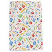 Watercolor Schoolspullen Patroon Medium Cadeauzakje (Voorkant)