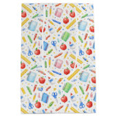 Watercolor Schoolspullen Patroon Medium Cadeauzakje (Achterkant)