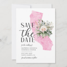 Watercolor Script Californië Bestemmingshuwelijk Save The Date