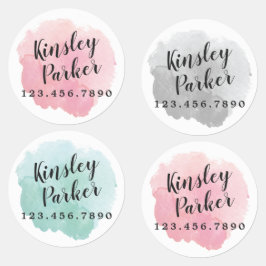 Watercolor Script Naam Strijkijzer Labels