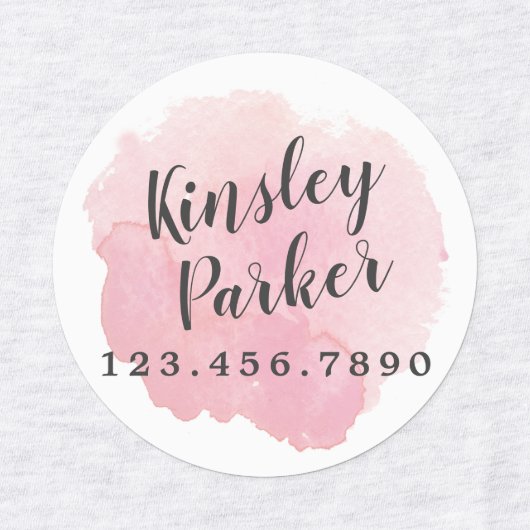 Watercolor Script Naam Strijkijzer Labels (Design 1)