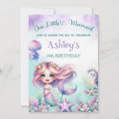 Watercolor Sea Mermaid Birthday  Kaart (Voorkant)