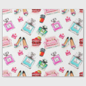 Watercolor seamless fashion glamour pattern on whi cadeaupapier (Vlak)