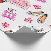 Watercolor seamless fashion glamour pattern on whi cadeaupapier (Hoek)