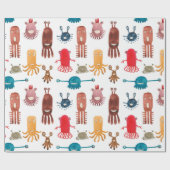 Watercolor seamless pattern of funny monsters and cadeaupapier (Vlak)