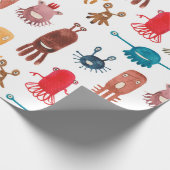 Watercolor seamless pattern of funny monsters and cadeaupapier (Hoek)