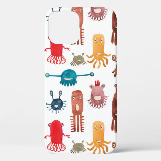 Watercolor seamless pattern of funny monsters and  Case-Mate iPhone case