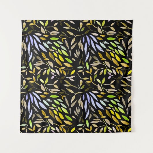 Watercolor seamless pattern with colorful leaves.  wandkleed (Voorkant)