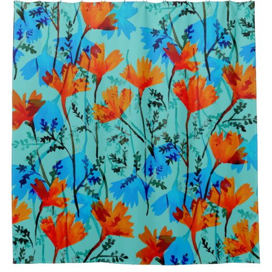 Watercolor seamless pattern with hand drawn simple douchegordijn (Voorkant)