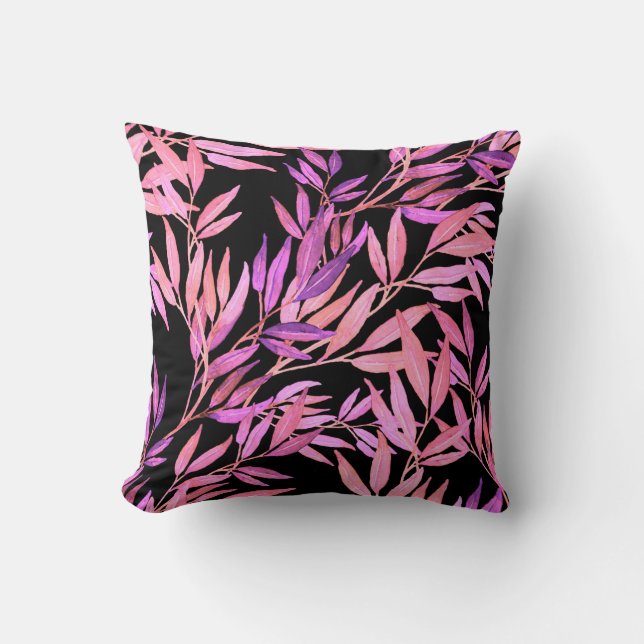 Watercolor seamless pattern with leaves. Bright su Kussen (Voorkant)