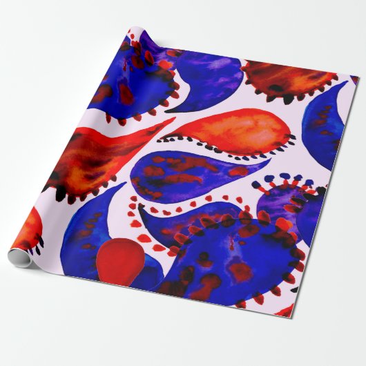 Watercolor seamless pattern with paisley. Abstract Cadeaupapier (Uitgerold)