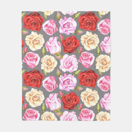 Watercolor seamless pattern with roses. Seamless w Fleece Deken (Voorkant)