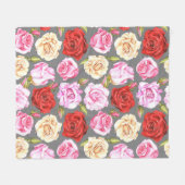 Watercolor seamless pattern with roses. Seamless w Fleece Deken (Voorkant (Horizontaal))