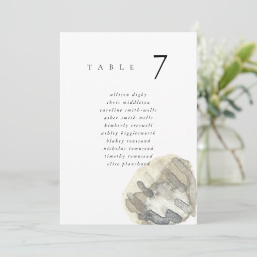 Watercolor Seashell Beach 5x7" Wedding Seat Chart (Staand voorkant)