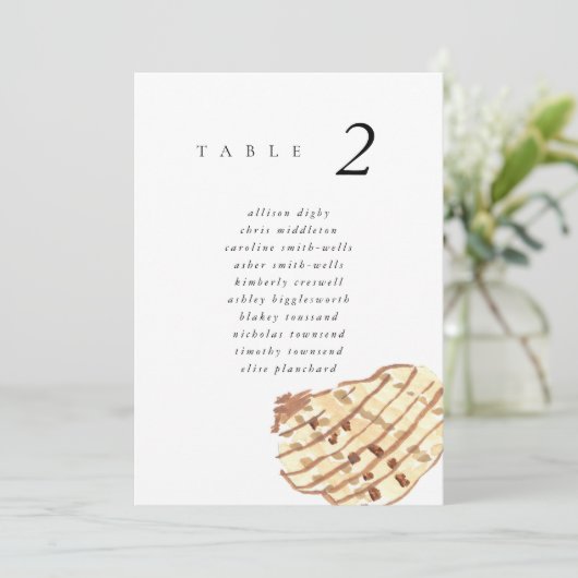 Watercolor Seashell Beach 5x7" Wedding Seat Chart (Staand voorkant)