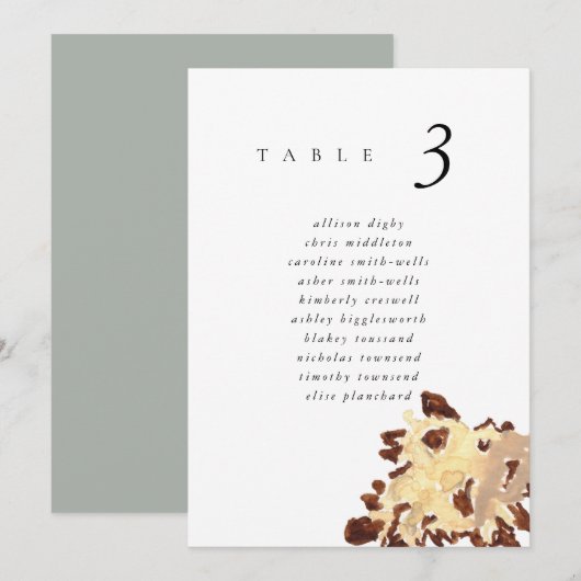 Watercolor Seashell Beach 5x7" Wedding Seat Chart (Voorkant / Achterkant)