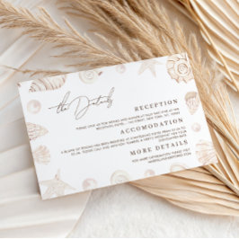 Watercolor Seashells Nautical Wedding Details Informatiekaartje