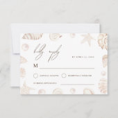 Watercolor Seashells & Pearls Nautical Wedding RSVP Kaartje (Voorkant)