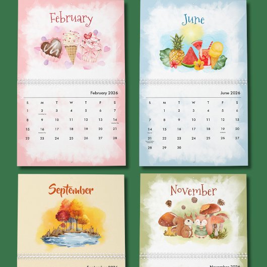 Watercolor seizoenen kalender